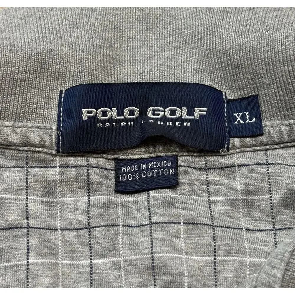 Vintage Polo Golf Ralph Lauren Polo Shirt Men's XL Heather Gray Windowpane Check